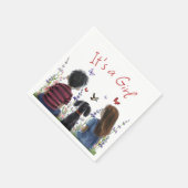 ベビーガールと子犬 |女の子の水色 スタンダードカクテルナプキン (角)