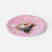 ベビーガールと子犬 | 赤ちゃんシャワー ペーパープレート (アングル)