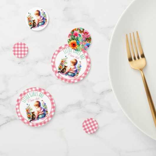 ベビーガールと子猫 |赤ちゃんシャワー コンフェッティ (グループ)