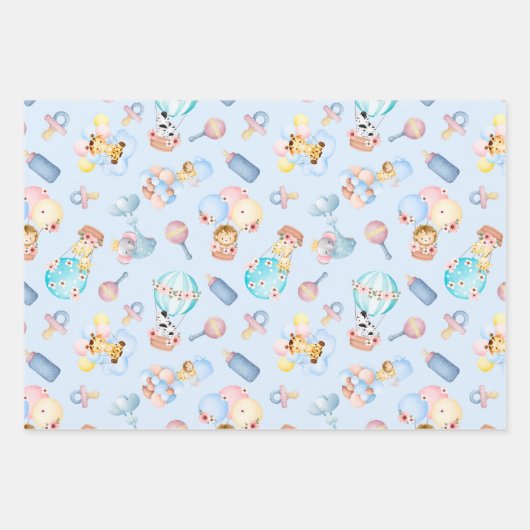 ベビーガールと少年をテーマにした ラッピングペーパーシート (正面3)