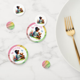 ベビーガールと彼女のテディベア |女の子だ コンフェッティ