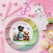 ベビーガールと彼女のテディベア |女の子だ ペーパープレート (パーティー)