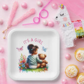 ベビーガールと彼女のテディベア |女の子だ ペーパープレート (パーティー)