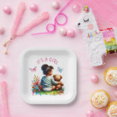 ベビーガールと彼女のテディベア |女の子だ ペーパープレート (パーティー)