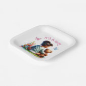 ベビーガールと彼女のテディベア |女の子だ ペーパープレート (傾斜あり)