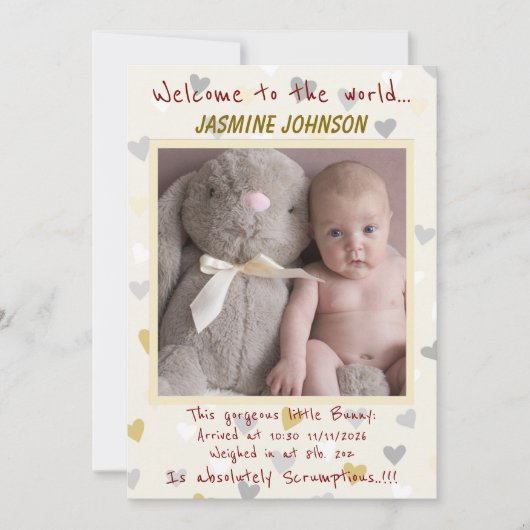 ベビーガールと彼女のバニー新着 案内状 (正面)