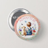 ベビーガールと彼女の子犬の赤ちゃんシャワー母になる 缶バッジ (正面&裏面)
