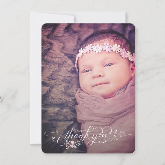 ベビーガールのお披露目パーティーお礼 生まれたお知らせ 案内状 (正面)