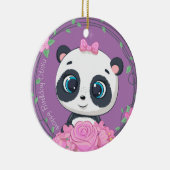 ベビーガールのお祝い。可愛い紫色の花動物 セラミックオーナメント (右)