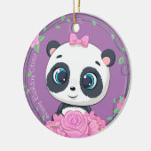 ベビーガールのお祝い。可愛い紫色の花動物 セラミックオーナメント (左)