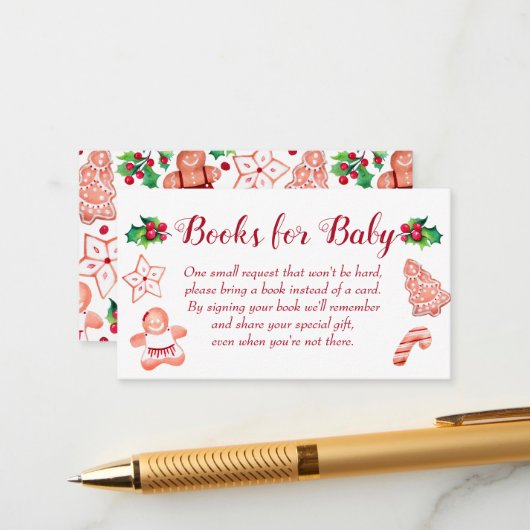 ベビーガールのためのジンジャーブレッド赤ちゃんシャワー本 エンクロージャーカード (正面/裏面インサイチュ)