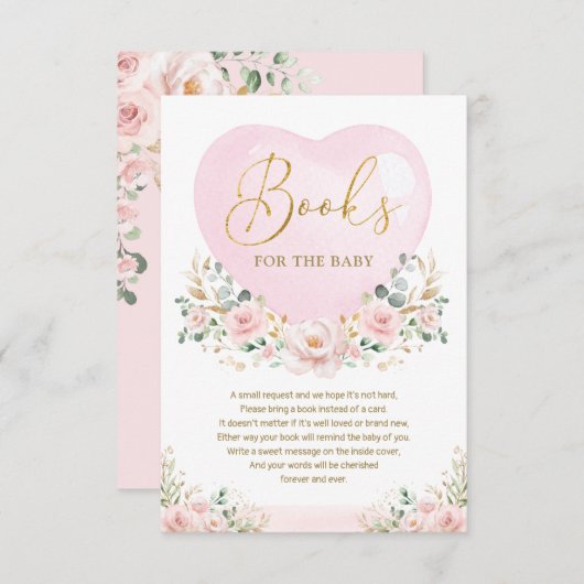 ベビーガールのためのバレンタインフローラスウィートブック エンクロージャーカード (正面/裏面)