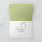 ベビーガールのための白いバニーと洗濯 カード (内部)