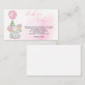 ベビーガールのための象の緑のピンクのバルーン本 エンクロージャーカード (正面/裏面)