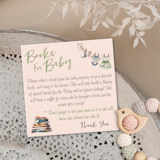 ベビーガールのシャワーエンクロージャカード用の本 エンクロージャーカード