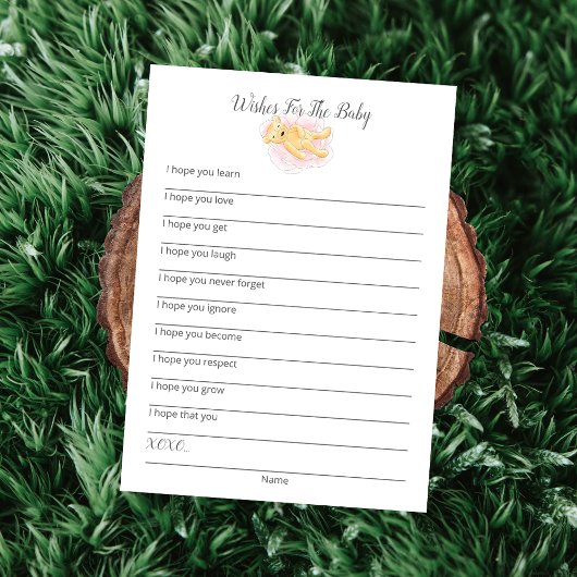 ベビーガールのテディベアカードへの願い プログラム