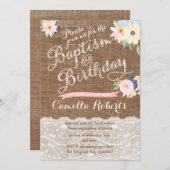 ベビーガールのバプテスマと誕生日招待状 招待状 (正面/裏面)