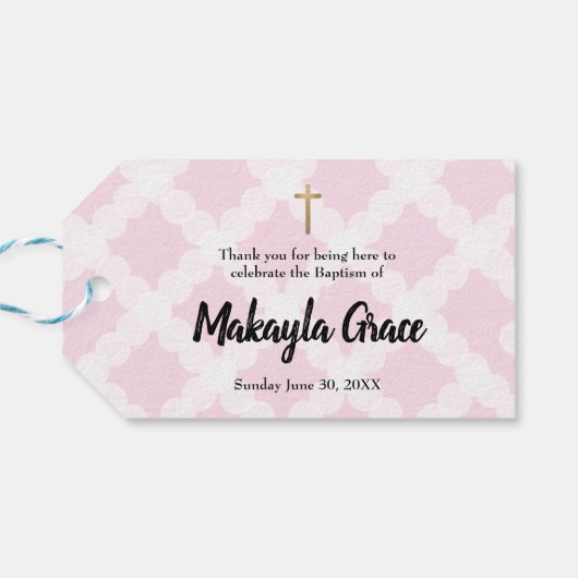 ベビーガールのバプテスマ水平ありがとう ギフトタグ (裏面横)