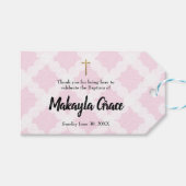 ベビーガールのバプテスマ水平ありがとう ギフトタグ (正面(横))