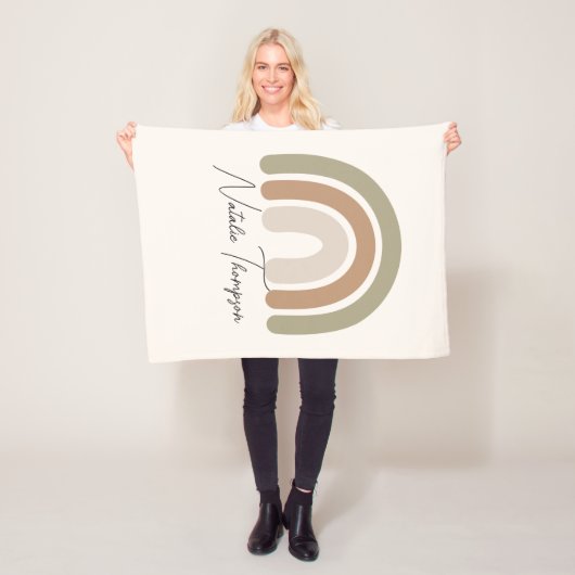 ベビーガールのパステル水色レインボーモノグラムピンク フリースブランケット (インサイチュ)