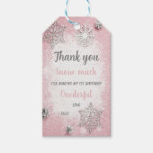 ベビーガールのファースト用の編集可能スノーフレークメッセージカード ギフトタグ (正面)