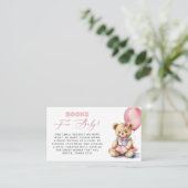 ベビーガールのベビーシャワー用ピンク色のバルーンベア エンクロージャーカード (スタンド正面)