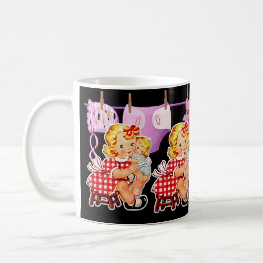 ベビーガールの両親と新しい家族 コーヒーマグカップ (左)