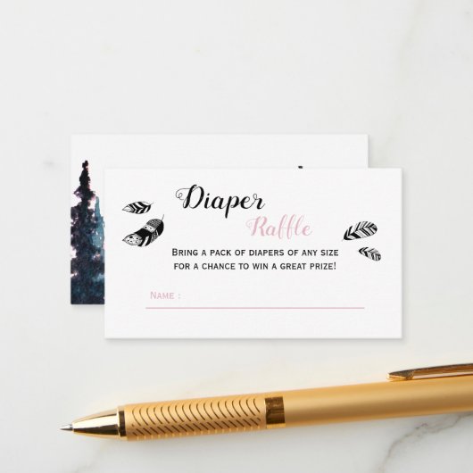 ベビーガールの冒険バビーシャワーおむつラッフル エンクロージャーカード (正面/裏面インサイチュ)