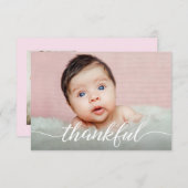 ベビーガールの写真ピンク感謝ベビーシャワー 招待状 (正面/裏面)