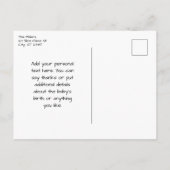 ベビーガールの写真モダン台本誕生のお知らせ ポストカード (裏面)