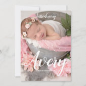 ベビーガールの出産発表のスクリプト 招待状 (正面)