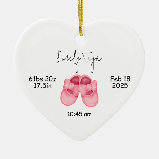 ベビーガールの初めてのクリスマスオーナメントファースト セラミックオーナメント (正面)