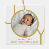 ベビーガールの初めてのクリスマス写真 セラミックオーナメント (正面)