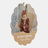 ベビーガールの初めてのクリスマス誕生統計と写真 オーナメントカード (右)