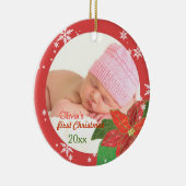ベビーガールの初めてのクリスマス赤い写真オーナメント セラミックオーナメント (右)
