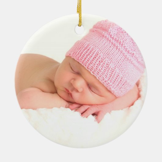 ベビーガールの初めてのクリスマス赤い写真オーナメント セラミックオーナメント (裏面)