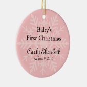 ベビーガールの初めてのクリスマス – ピンクスノーフレーク セラミックオーナメント (右)