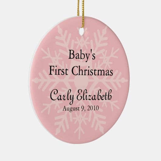 ベビーガールの初めてのクリスマス – ピンクスノーフレーク セラミックオーナメント (右)