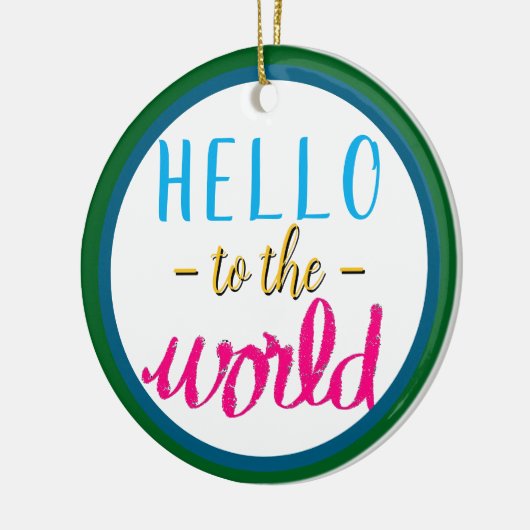 ベビーガールの名前こんにちは世界ピンクブルー セラミックオーナメント (左)