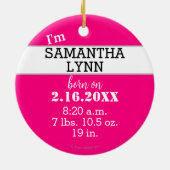 ベビーガールの名前こんにちは世界ピンクブルー セラミックオーナメント (裏面)