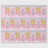 ベビーガールの名前をパーソナライズ文字かわいらしピンク ラッピングペーパー (フラット)
