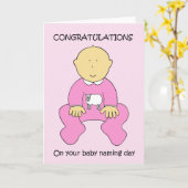 ベビーガールの命名日おめでとう。 カード (黄色い花)