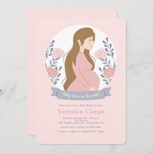 ベビーガールの夕方近く 招待状 (正面/裏面)