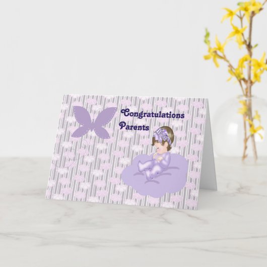 ベビーガールの新しい親おめでとう カード (黄色い花)