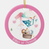 ベビーガールの最初の写真クリスマスデコレーション動物園 セラミックオーナメント (正面)