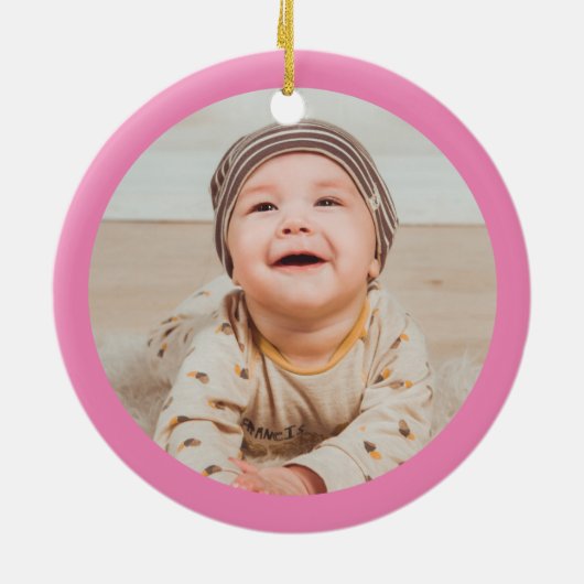 ベビーガールの最初の写真クリスマスデコレーション動物園 セラミックオーナメント (裏面)