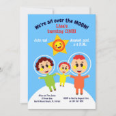 ベビーガールの最初の誕生日の宇宙飛行士パーティーinvita 招待状 (正面)