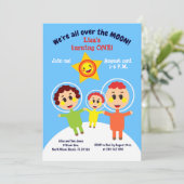 ベビーガールの最初の誕生日の宇宙飛行士パーティーinvita 招待状 (スタンド正面)