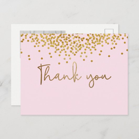 ベビーガールの最初の誕生日フォト金ゴールド紙吹雪ピンク ポストカード (正面/裏面)