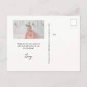 ベビーガールの最初の誕生日フォト金ゴールド紙吹雪ピンク ポストカード (裏面)